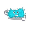 Bacteria prokaryote cartoon character design making OK gesture