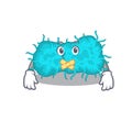 Bacteria prokaryote cartoon character style with mysterious silent gesture