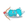 Bacteria prokaryote in cupid cartoon character with arrow and wings