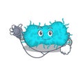 Bacteria prokaryote in doctor cartoon character with tools