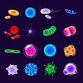 Bacteria realistic vector icons set