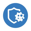 Bacteria, shield, coronavirus icon. Blue color