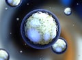 Human cell or animal cell. nucleolus, nucleus, 3d stem cell. Royalty Free Stock Photo