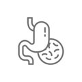 Bacteria in the stomach, infection line icon.