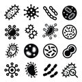 Bacteria, superbug, virus icons set Royalty Free Stock Photo