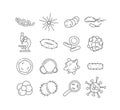 Bacteria thin line vector icons set Royalty Free Stock Photo