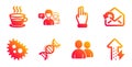 Bacteria, Users and People talking icons set. Click hand, Coffee cup and Send mail signs. Vector