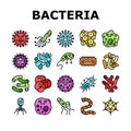 bacteria virus bacterium cell icons set vector Royalty Free Stock Photo