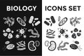 Bacteria virus black and white vector icons set Royalty Free Stock Photo