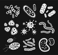 Bacteria virus black and white vector icons set Royalty Free Stock Photo