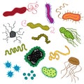 Bacteria and virus cells germs epidemic bacillus icons isolated vector illustration set design Royalty Free Stock Photo