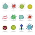 Bacteria virus cells germs epidemic bacillus icons vector illustration Royalty Free Stock Photo