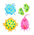 Bacteria virus cells set, microbes vector icon Royalty Free Stock Photo