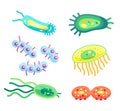 Bacteria virus cells set, microbes vector icon Royalty Free Stock Photo