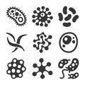 Bacteria and Virus Icons Set on White Background. Vector Royalty Free Stock Photo