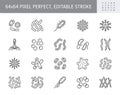 Bacteria, virus, microbe line icons. Vector illustration included icon as microorganism, germ, mold, cell, probiotic