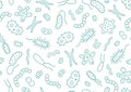 Bacteria, virus, microbe seamless pattern. Vector background included line icons as microorganism, germ, mold, cell Royalty Free Stock Photo