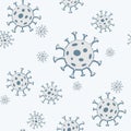 Bacteria virus microorganism microbe on a blue background Seamless pattern Medical background website wallpaper with virus