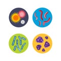 Bacteria virus microscopic isolated microbes icon human microbiology organism and medicine infection biology illness