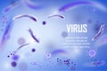 Bacteria and viruses cell ad design. Virus and bacteria microbe infection medical banners. Realistic 3d illustration