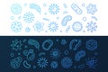 Bacteria, Viruses and Fungi blue vector linear banners