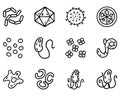 Bacteria and viruses line vector doodle simple icon set Royalty Free Stock Photo