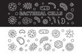 Bacterial cells 2 banners set. Vector outline illustration