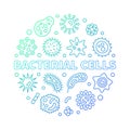 Bacterial cells round vector colorful outline illustration