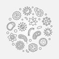 Bacterial cells round vector outline simple illustration