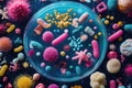 Bacterial organism - microbial presence, invisible entity, unicellular structure, microscopic being, living germ Royalty Free Stock Photo