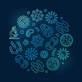 Bacterias round blue symbol made with linear viruses icons Royalty Free Stock Photo