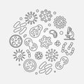Bacterias round vector symbol made with linear bacteria icons Royalty Free Stock Photo