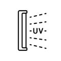 Bactericidal UV lamp. Linear icon of disinfection light. Black simple illustration of medical device for home, clinic, hospital.