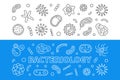 Bacteriology horizontal outline banners. Vector illustration