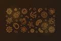 Bacteriology and microbiology horizontal golden vector banner