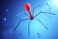 Bacteriophage attacking bacteria.