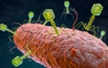 Bacteriophage virus attacking a bacterium Royalty Free Stock Photo