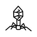 Bacteriophage virus line vector doodle icon design Royalty Free Stock Photo