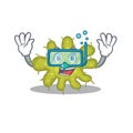 Bacterium mascot design concept wearing diving glasses