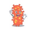 Bacteroides mascot character design with one finger gesture