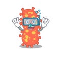 Bacteroides mascot design concept wearing diving glasses