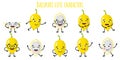 Bacupari fruit cute funny cheerful characters with different poses and emotions