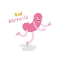 Bad bacteria character icon. Running microb sign. Royalty Free Stock Photo