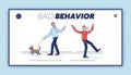 Bad behavior landing page concept with people scolding and screaming with passerby