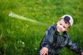 Bad boy throw gravel away Royalty Free Stock Photo