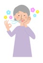 Bad breath becomes a clean fresh grandma of vector illustrations of smile