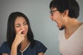 Bad breath from husband. Royalty Free Stock Photo