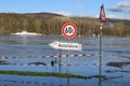 Bad Breisig, Germany - 02 04 2021: sign to the ferry, no ferry during this flood