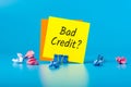 Bad Credit - question message on workplace. Subject of loans, credit rating, penalty and late payment under the contract Royalty Free Stock Photo