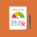 Bad credit score document with not approved stamp vector concept Royalty Free Stock Photo